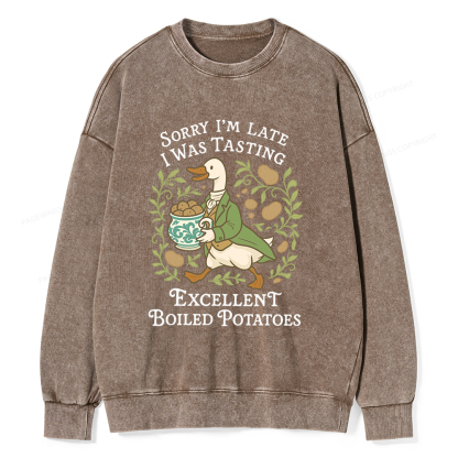 Pagewings Boiled Potatoes Unisex Washed Sweatshirt