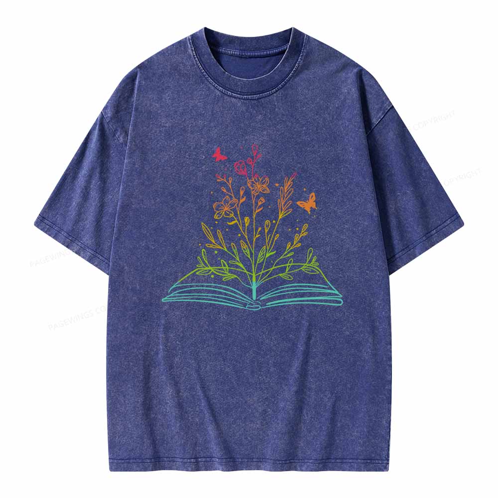Pagewings Book Tees Library Shirts For Women Unisex Washed T-shirt