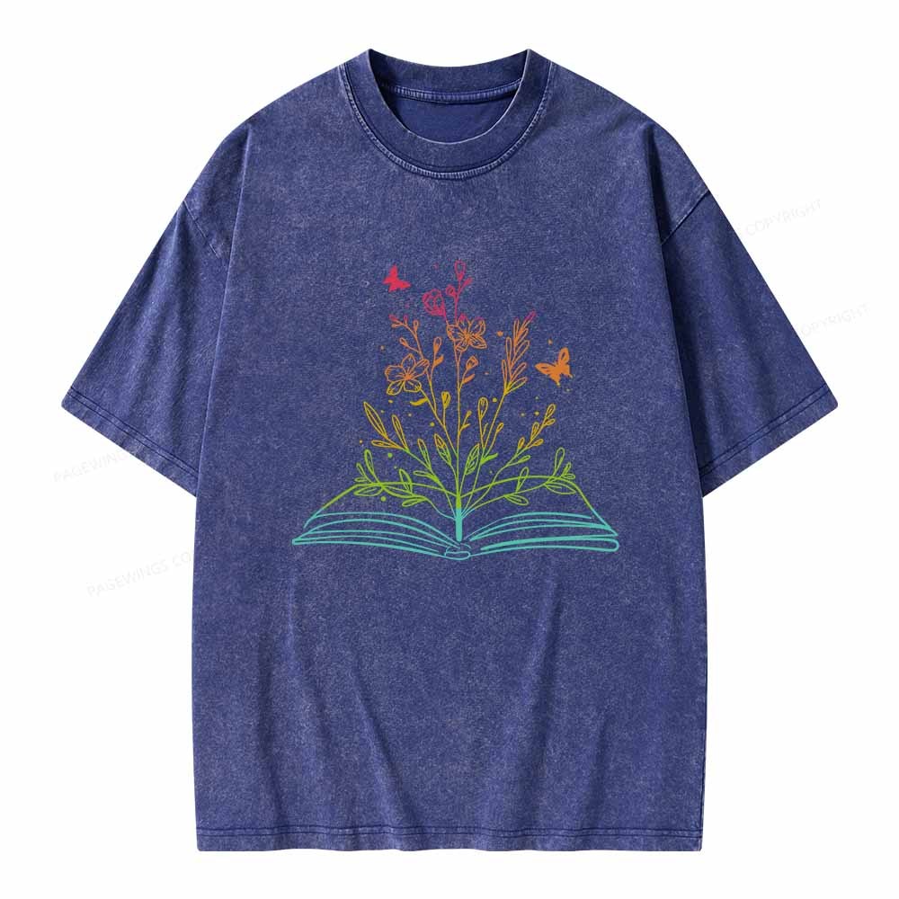 Pagewings Book Tees Library Shirts For Women Unisex Washed T-shirt