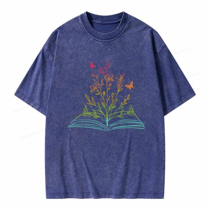 Pagewings Book Tees Library Shirts For Women Unisex Washed T-shirt