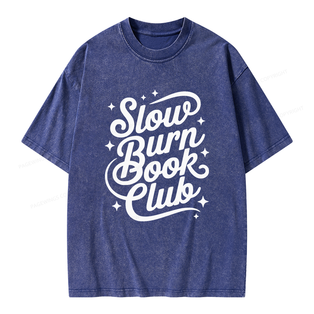 Pagewings Slow Burn Book Club Unisex Washed T-shirt