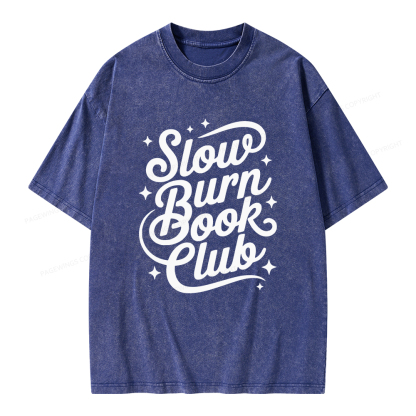 Pagewings Slow Burn Book Club Unisex Washed T-shirt