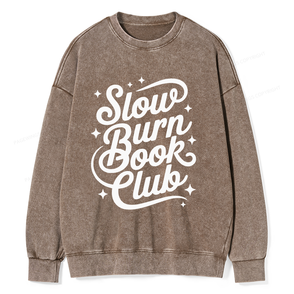 Pagewings Slow Burn Book Club Unisex Washed Sweatshirt