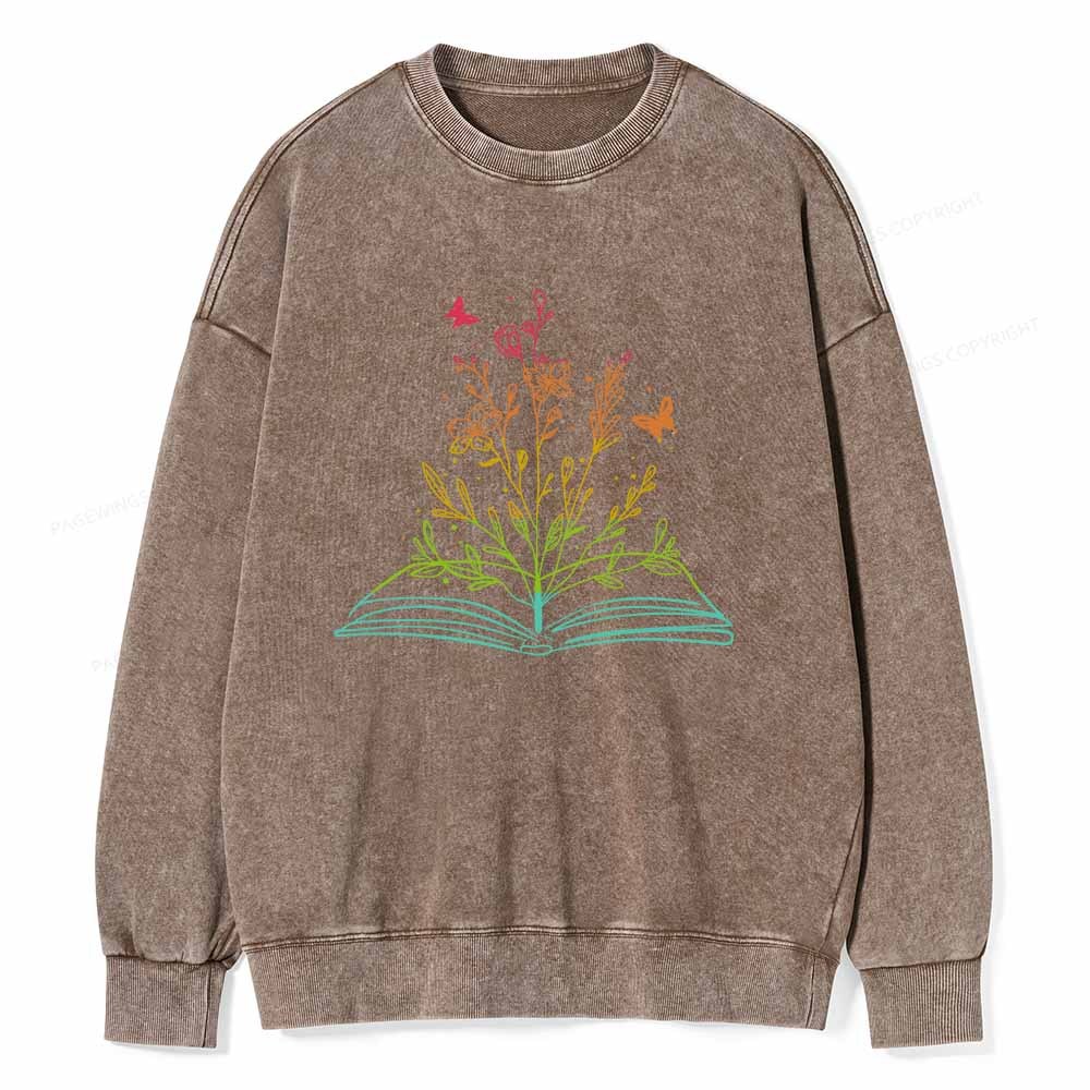 Pagewings Book Tees Library Shirts For Women Unisex Washed Sweatshirt