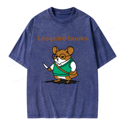 Pagewings I Require Books Unisex Washed T-shirt