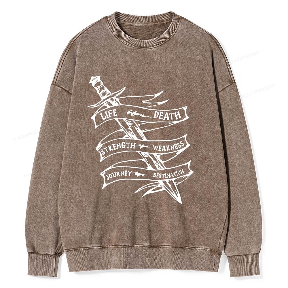 Pagewings Life Before Death Unisex Washed Sweatshirt