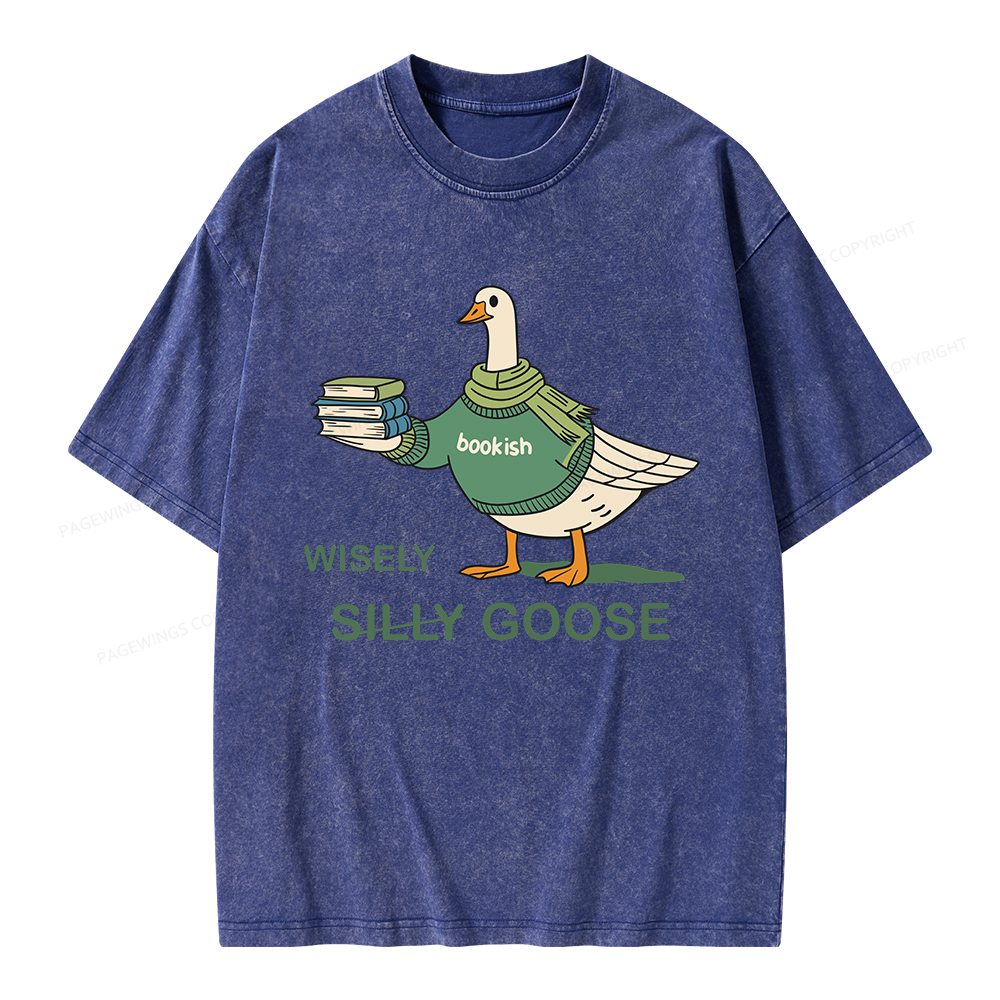 Pagewings Wisely Silly Goose  Unisex Washed T-shirt