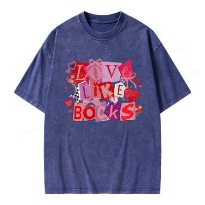 Pagewings Love Like Books Unisex Washed T-shirt