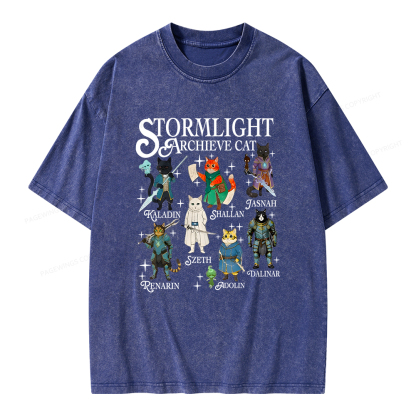 Pagewings Cat Characters Unisex Washed T-shirt