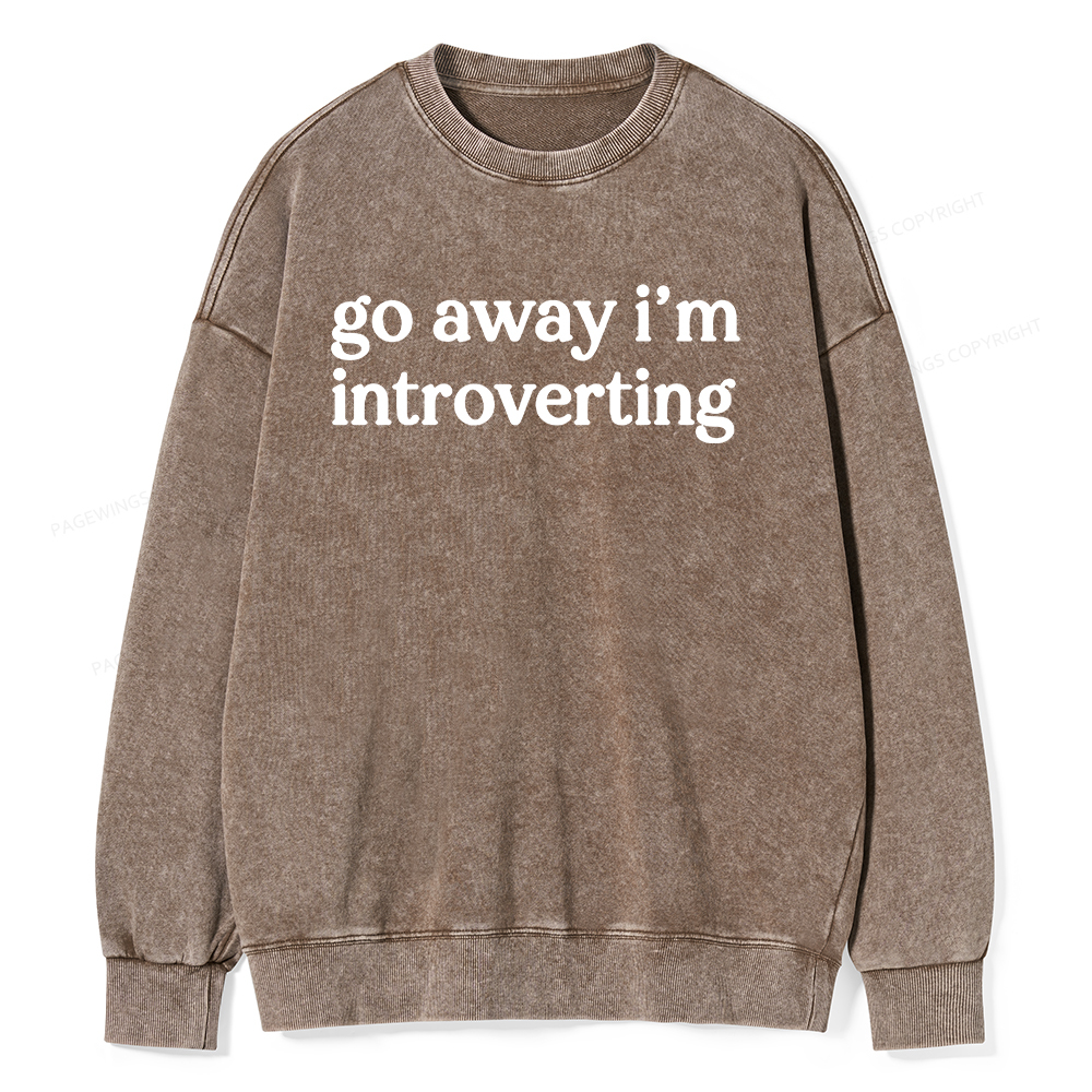 Pagewings Go Away I'm Introverted Unisex Washed Sweatshirt