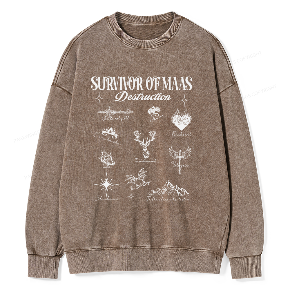 Pagewings Survivor of Maas Unisex Washed Sweatshirt