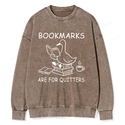 Pagewings Bookmarks Are For Quitters Unisex Washed Sweatshirt