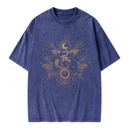 Pagewings Fantasy Dragon Moon Unisex Washed T-shirt