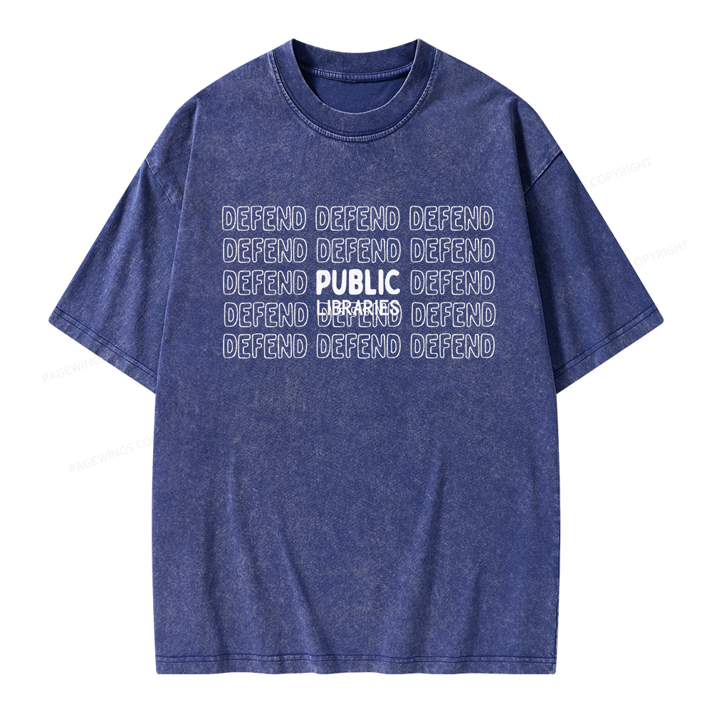 Pagewings Defend The Public Libraries Unisex Washed T-shirt