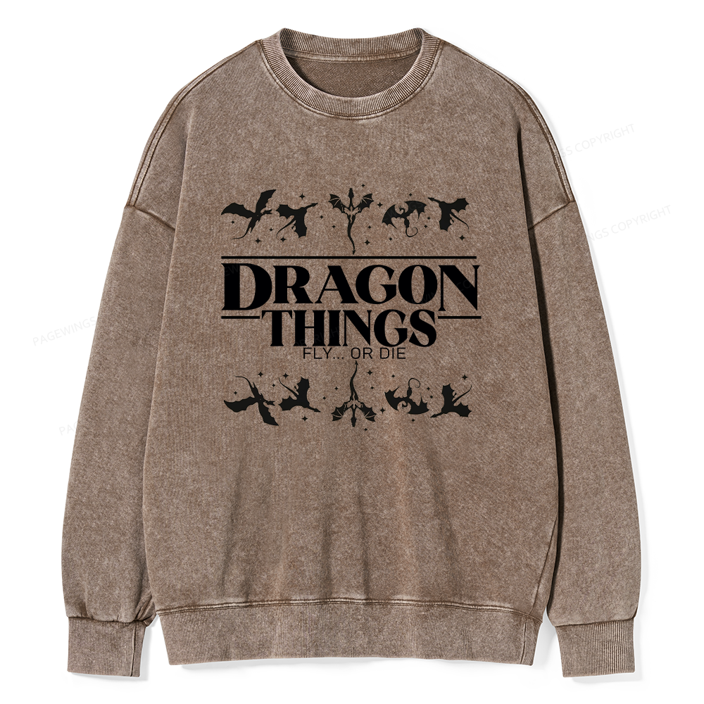 Pagewings Dragon Things Fly Unisex Washed Sweatshirt