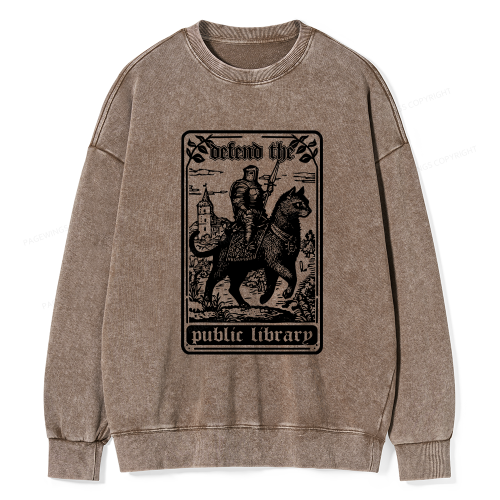 Pagewings Defend The Public Libraries Unisex Washed Sweatshirt
