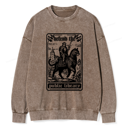 Pagewings Defend The Public Libraries Unisex Washed Sweatshirt
