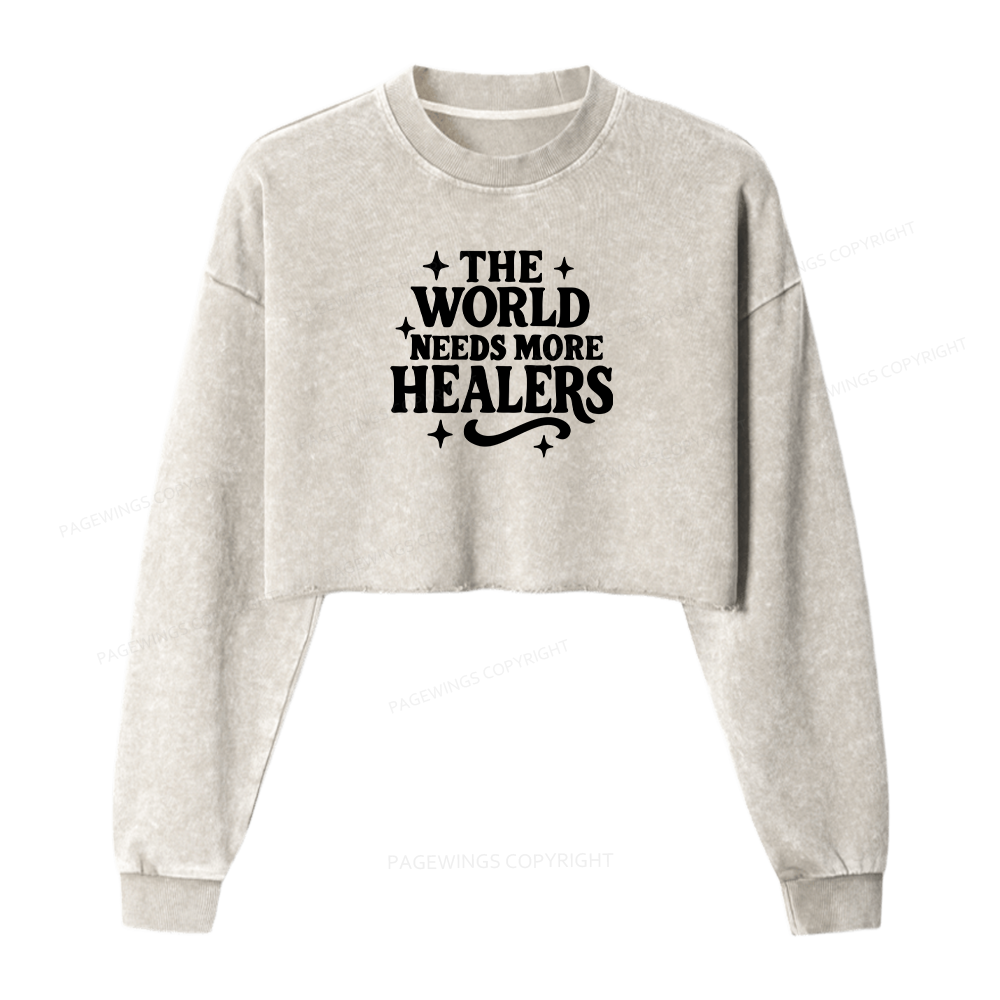 Pagewings Nurse Badge Reel Washed Crop Sweatshirt