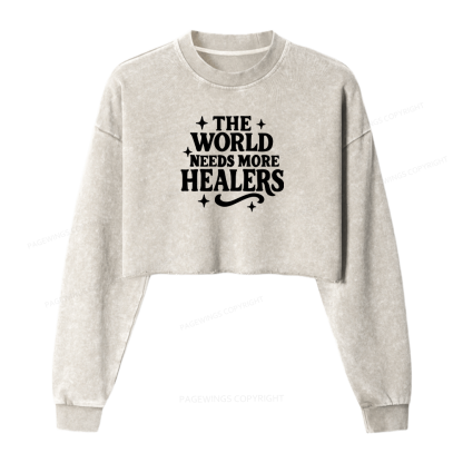 Pagewings Nurse Badge Reel Washed Crop Sweatshirt
