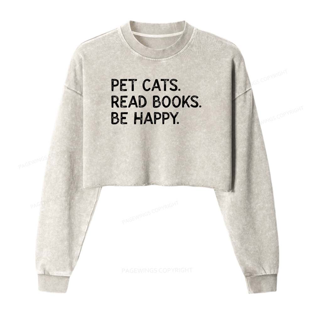Pagewings Dogs Reading Books Washed Crop Sweatshirt