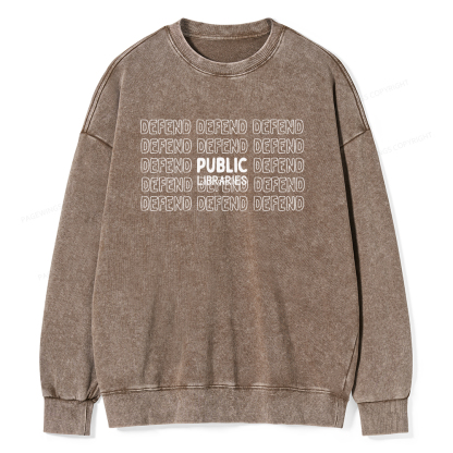 Pagewings Defend The Public Libraries Unisex Washed Sweatshirt