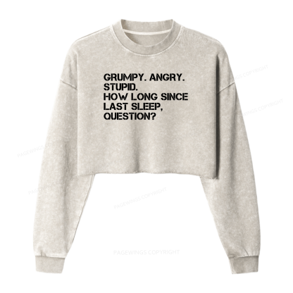 Pagewings Grumpy Rocky Quote Washed Crop Sweatshirt