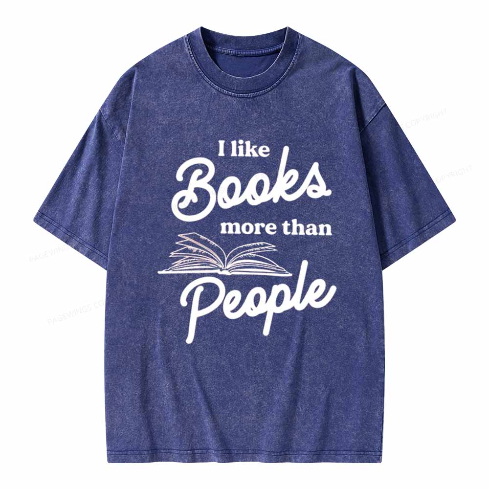 Pagewings Books More Than People Unisex Tee Unisex Washed T-shirt