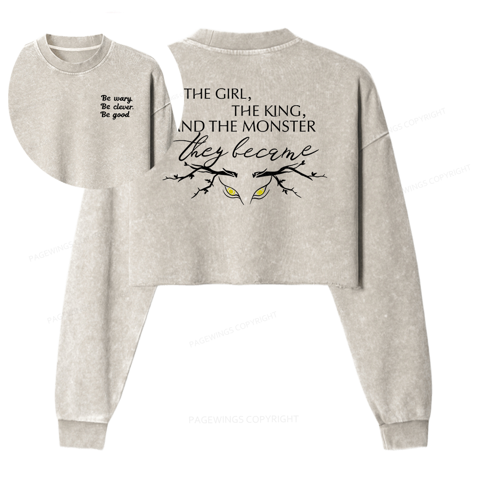 Pagewings Be Wary Be Clever Be Good Washed Crop Sweatshirt
