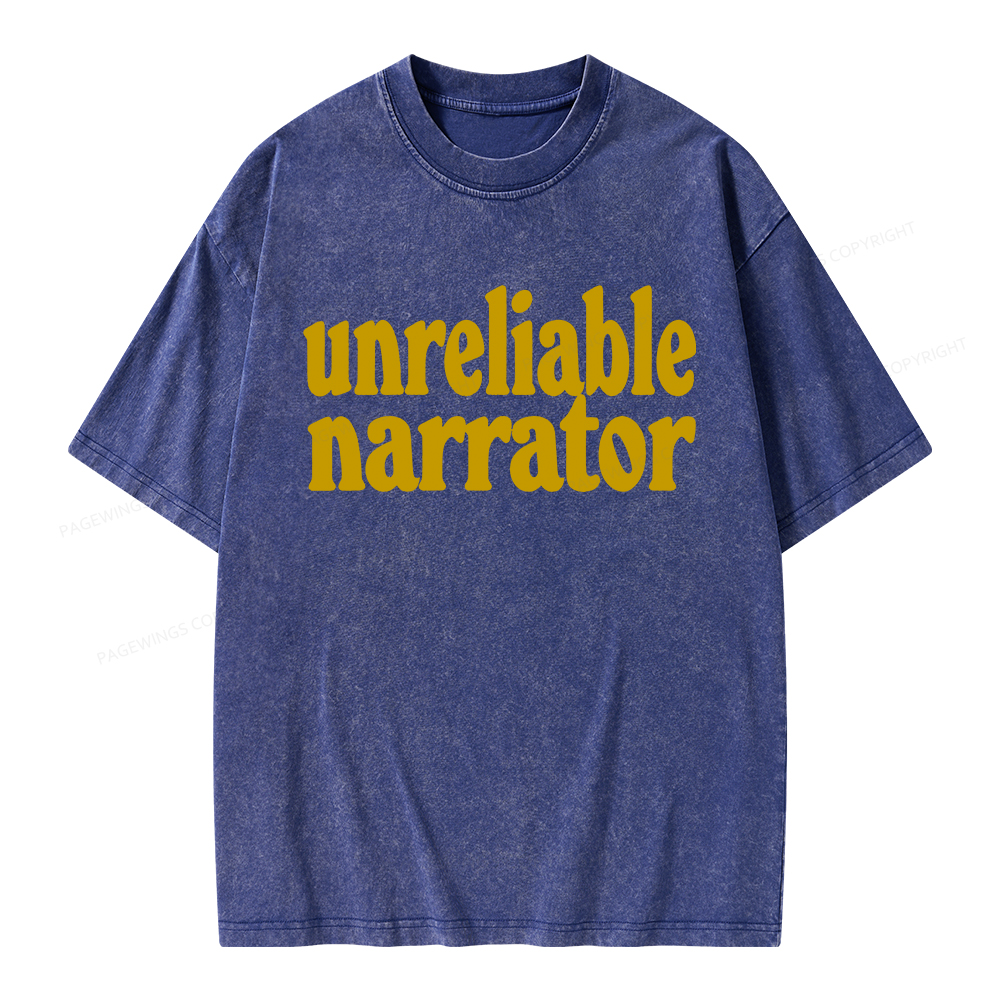 Pagewings Unreliable Narrator Unisex Washed T-shirt