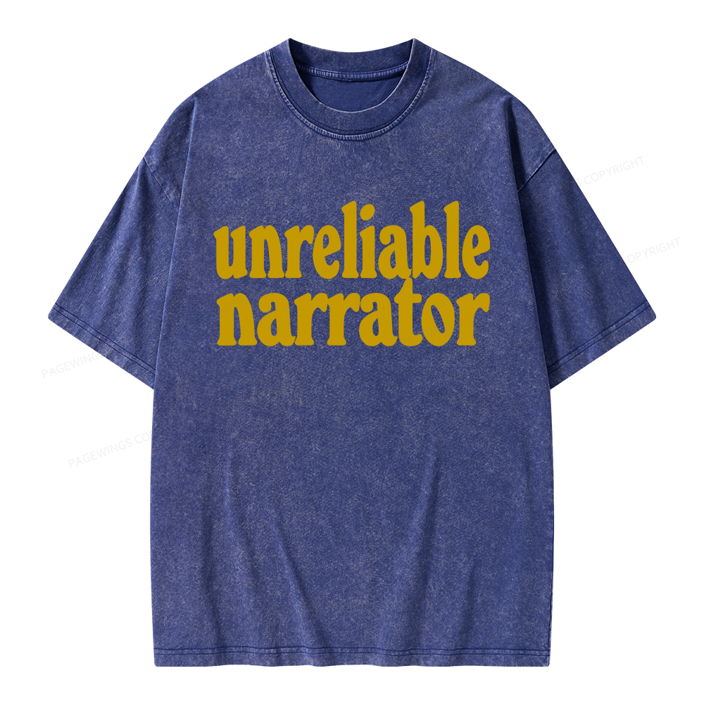 Pagewings Unreliable Narrator Unisex Washed T-shirt