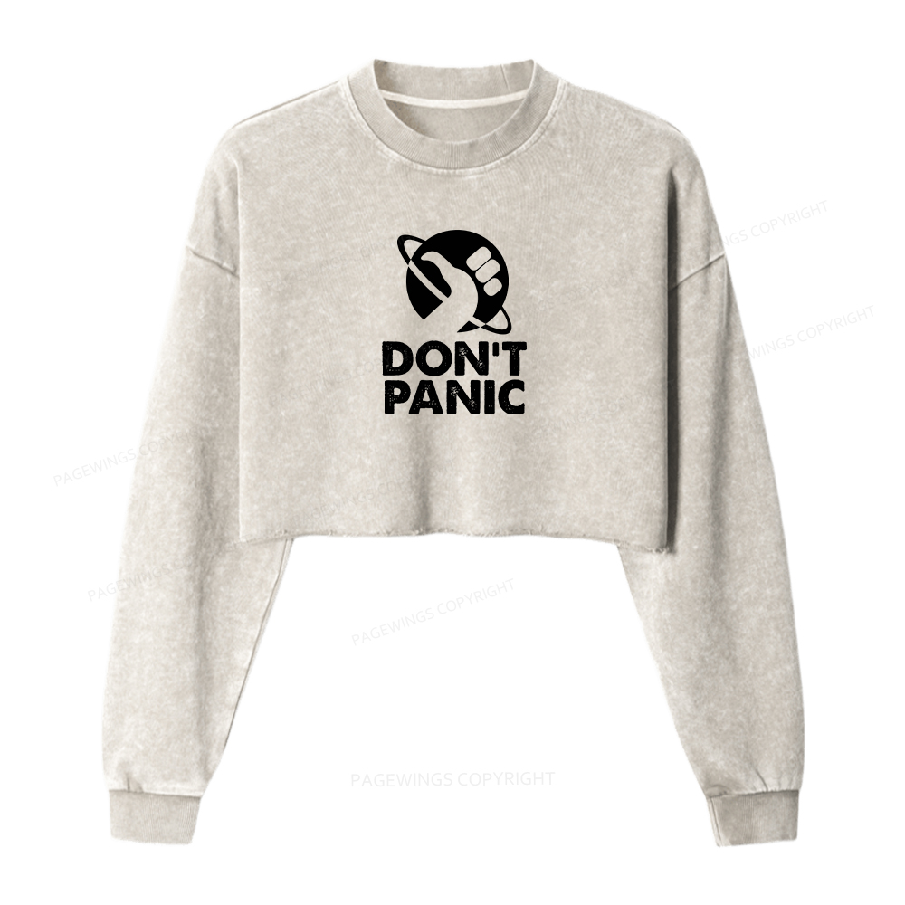 Pagewings Don't Panic Washed Crop Sweatshirt