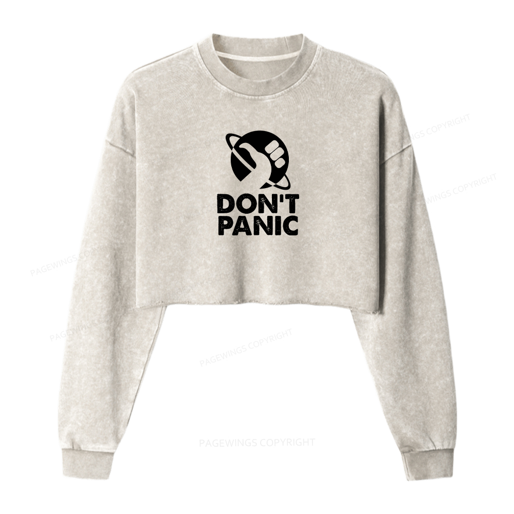 Pagewings Don't Panic Washed Crop Sweatshirt