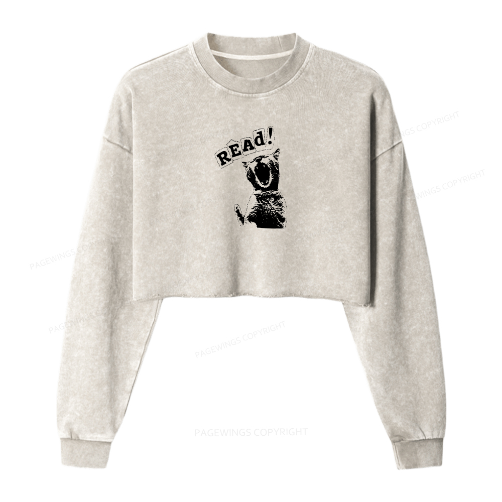 Pagewings Read Washed Crop Sweatshirt