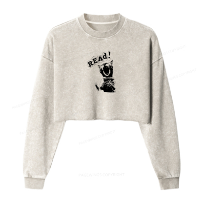 Pagewings Read Washed Crop Sweatshirt