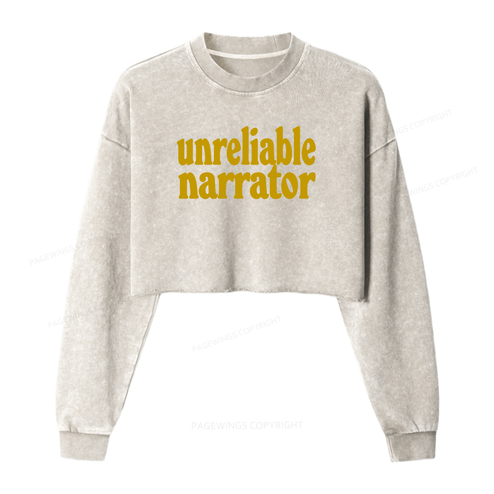 Pagewings Unreliable Narrator Washed Crop Sweatshirt