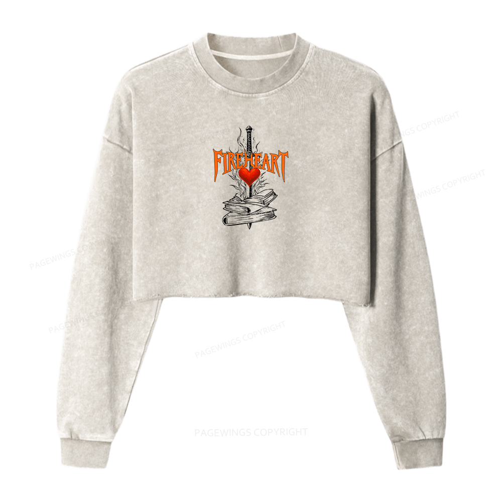 Pagewings Fireheart Unisex Washed Crop Sweatshirt