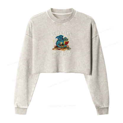 Pagewings Dragon Book Washed Crop Sweatshirt