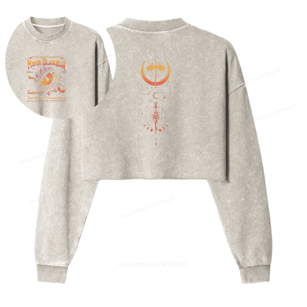 Pagewings Manon Blackbeak Throne of Glass Washed Crop Sweatshirt