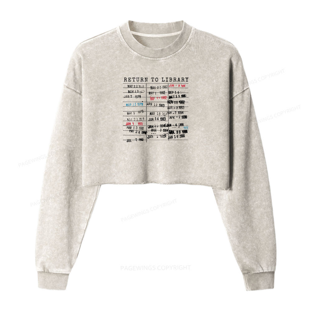 Pagewings Return To Library Washed Crop Sweatshirt
