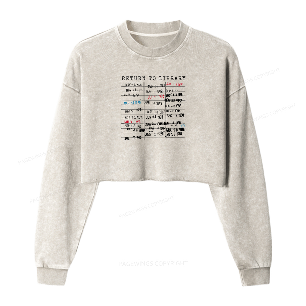 Pagewings Return To Library Washed Crop Sweatshirt