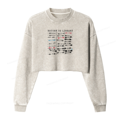 Pagewings Return To Library Washed Crop Sweatshirt