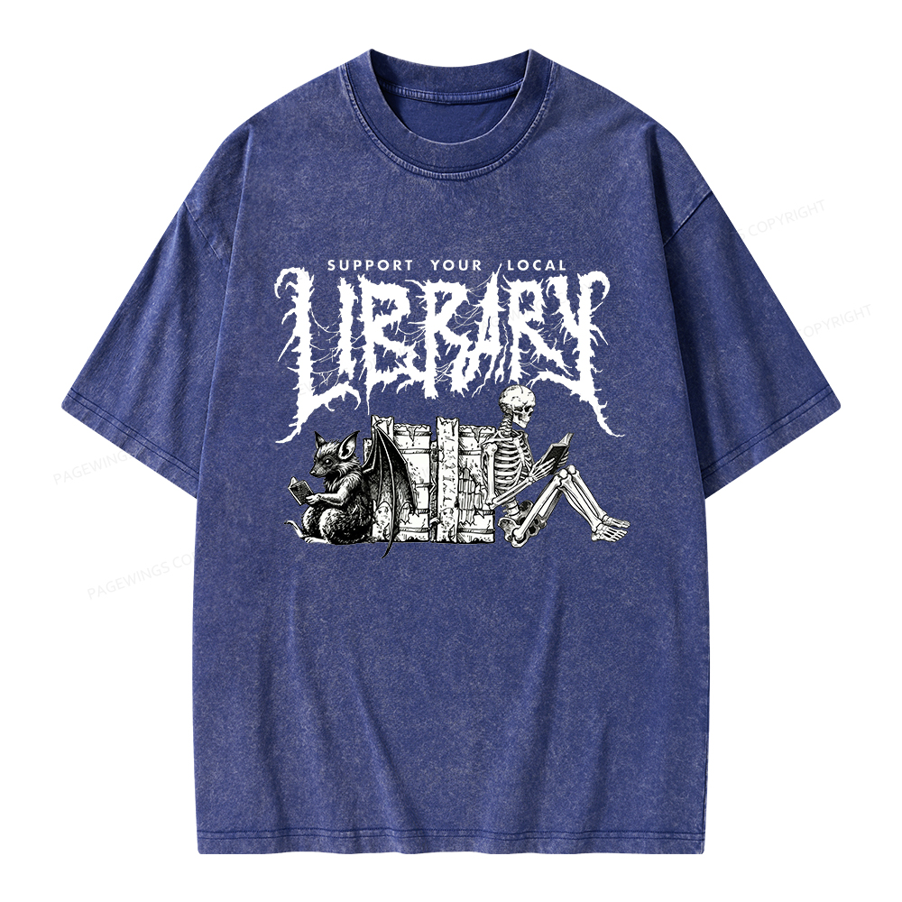 Pagewings Support Your Local Library Unisex Washed T-shirt