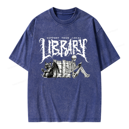 Pagewings Support Your Local Library Unisex Washed T-shirt