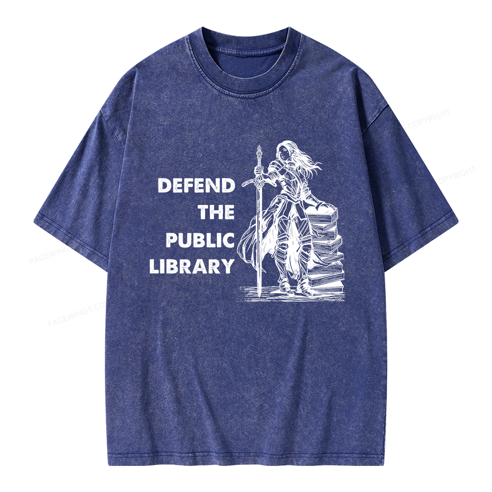Pagewings Defend The Public Library Unisex Washed T-shirt