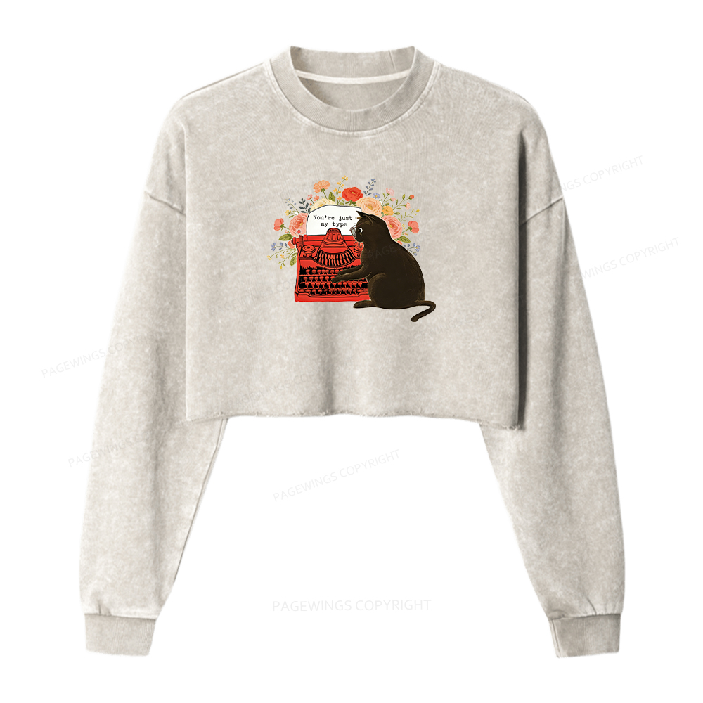Pagewings You're Just My Type Washed Crop Sweatshirt
