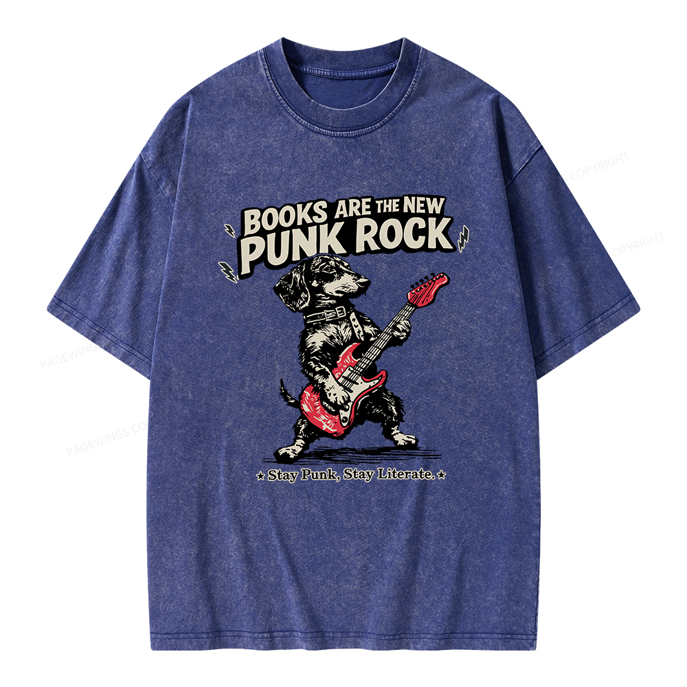 Pagewings Books Are the New Punk Rock Unisex Washed T-shirt