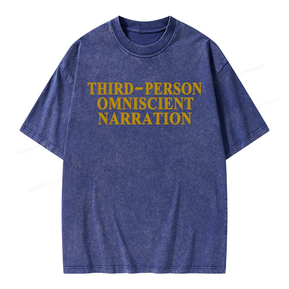 Pagewings Third-Person Omniscient Narration Unisex Washed T-shirt