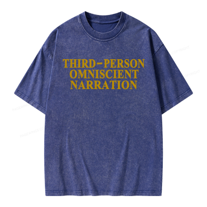 Pagewings Third-Person Omniscient Narration Unisex Washed T-shirt