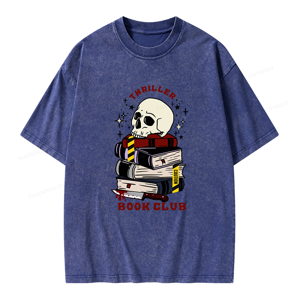 Pagewings Thriller Book Club Unisex Washed T-shirt