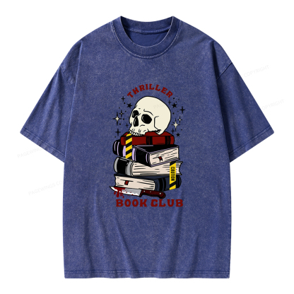 Pagewings Thriller Book Club Unisex Washed T-shirt